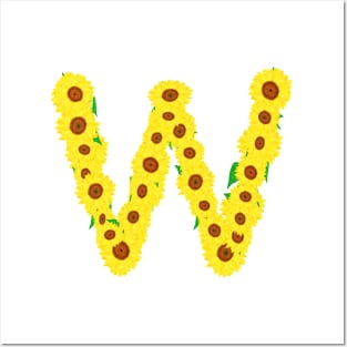 Sunflowers Initial Letter W (White Background) Posters and Art